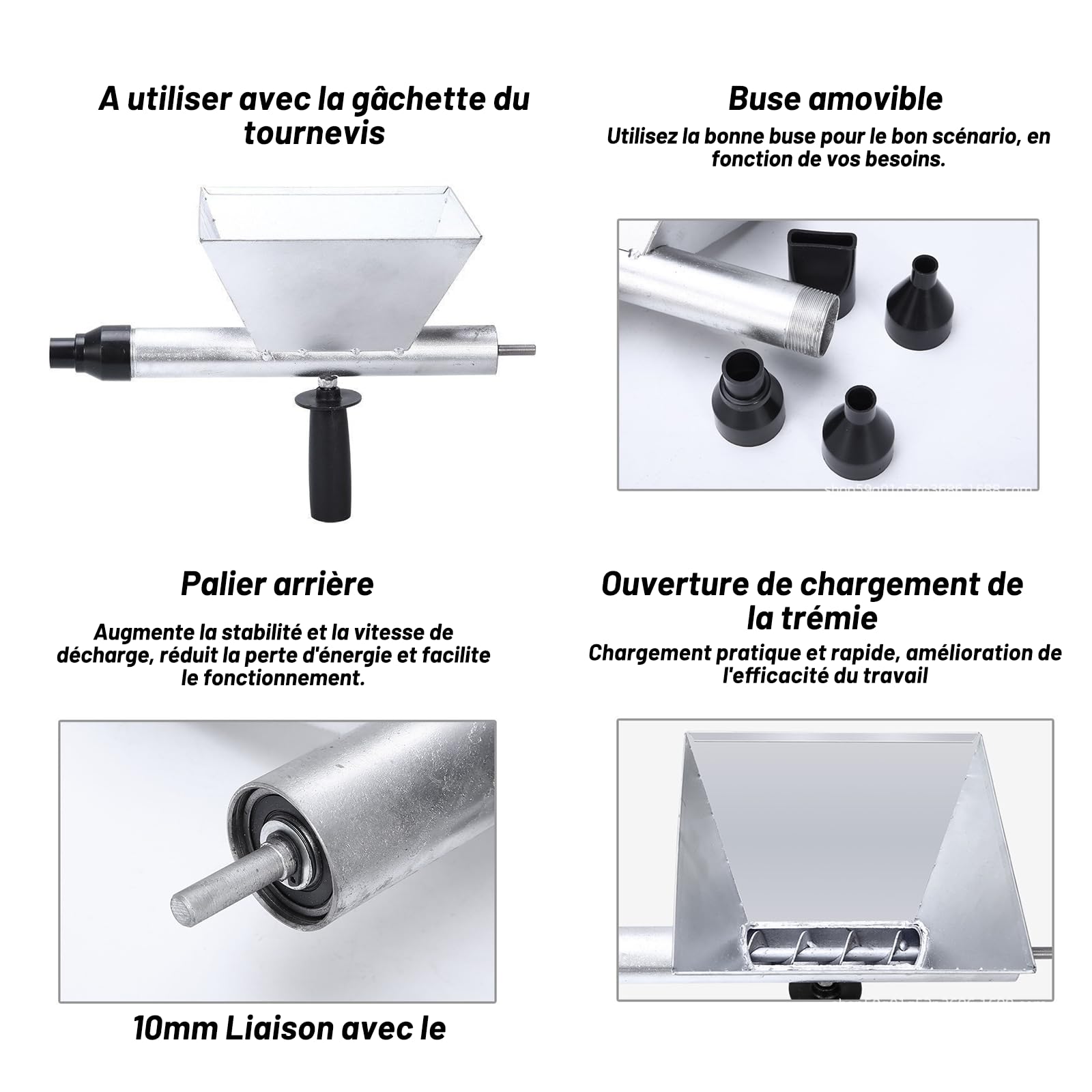 Pistolet à Jointoyeuse portable, équipé de quatre buses amovibles de spécifications différentes, sans perceuse électrique, utilisé pour le jointoiement des murs et des sols