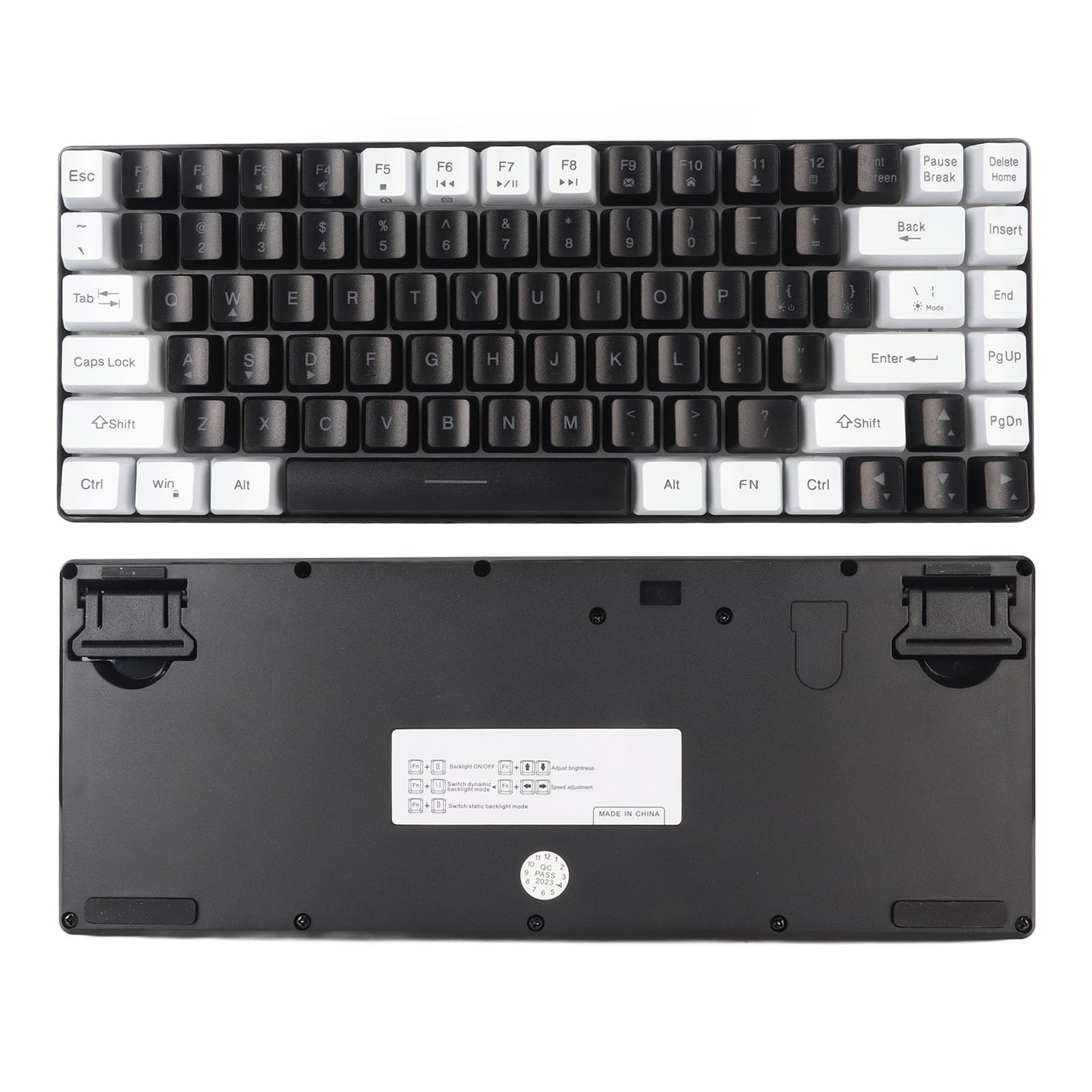 Bewinner Tastiera Meccanica Cablata a 84 Tasti, Tastiera da Gioco Retroilluminata RGB, Tastiera Cablata Silenziosa Ergonomicamente Curva, Tastiera Portatile, Tastiera Meccanica (Nero)