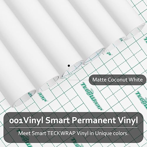Miniatura 2 de TECKWRAP 001 Vinilo adhesivo inteligente permanente, 13 pulgadas x 5 pies, vinilo para proyectos de calcomanías de bricolaje, compatible con