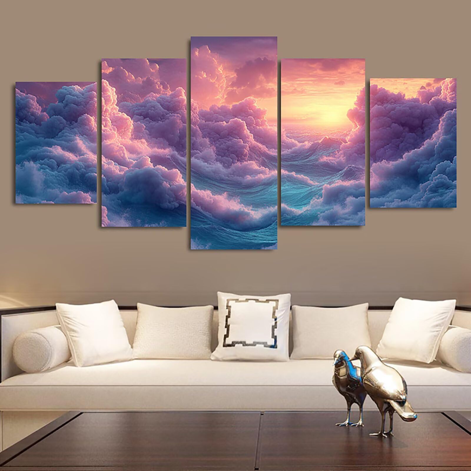 Diamentowe malowanie dla dorosłych duży format 5 sztuk 125 x 250 cm chmura diamentowy obraz krajobraz 5D diamentowe obrazy Embroidery kreatywne hobby pełny zestaw dla dorosłych do dekoracji sypialni