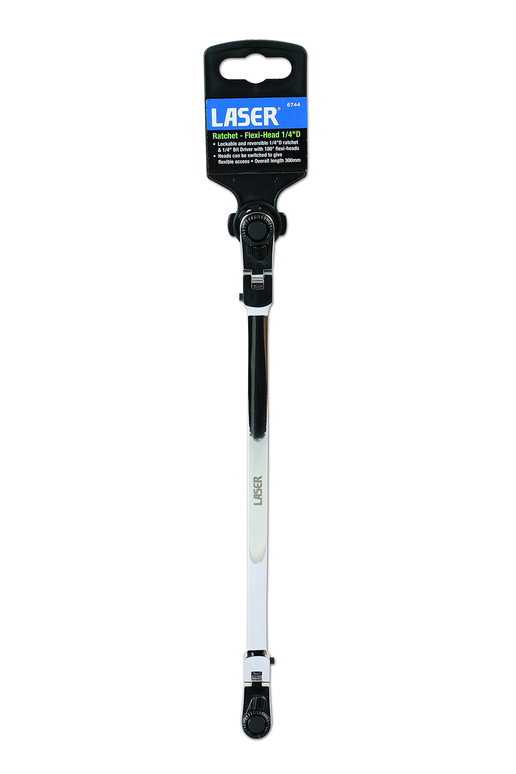 Laser 6744 Cliquet - porte-embout à tête flexible, entraînement de 1/4 pouce x 1/4 pouce
