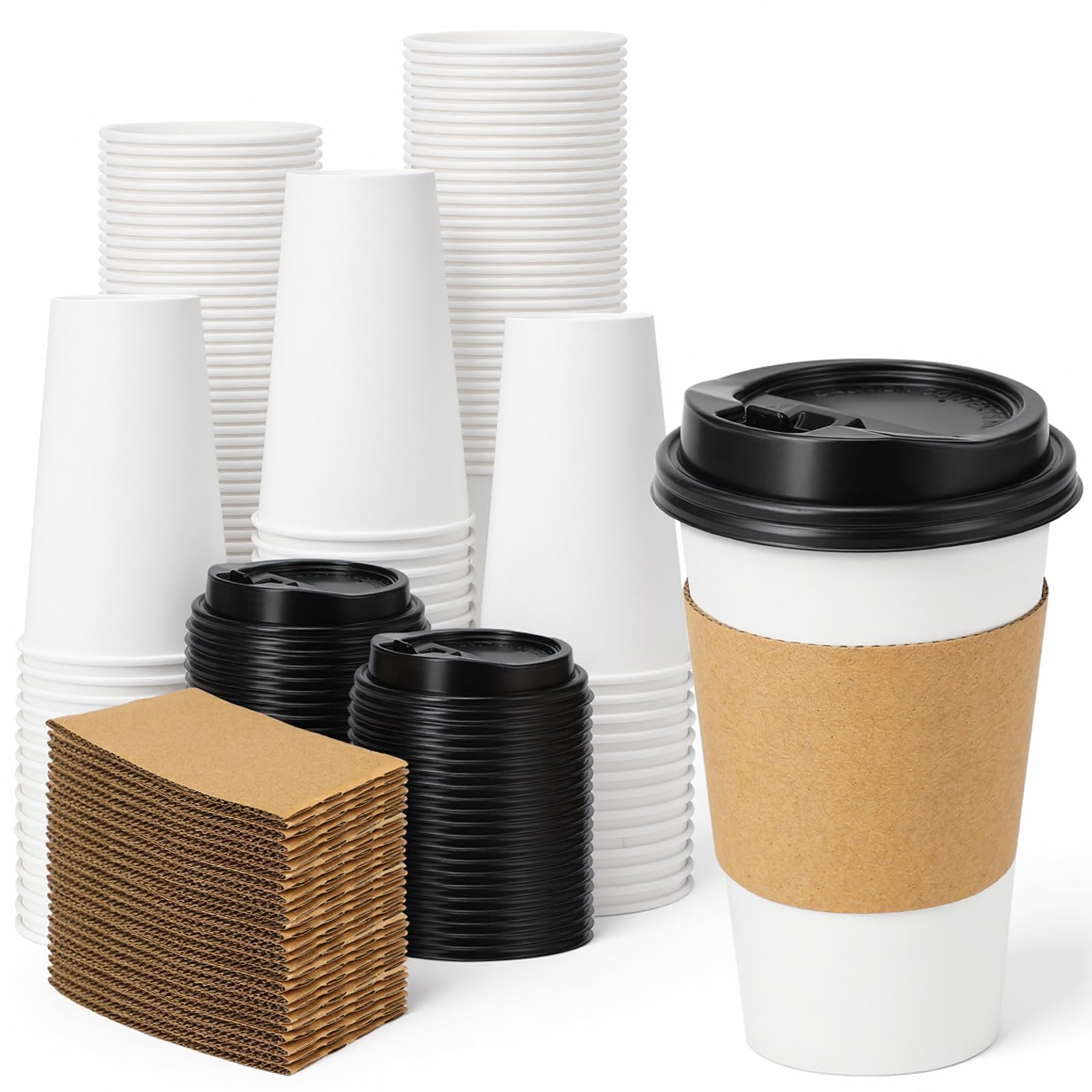 Lamosi 100 Pack 16 oz Disposable Coffee Cups