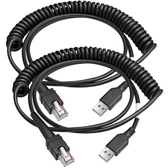 كابل USB ملفوف محمي بطول 9.8 قدم من WUHAO مكون من قطعتين لرمز الحمار الوحشي DS3608 DS3678 LI3608 LI3678 ماسح الباركود المحمول CBA-3600-UNC3 RJ48 إلى USB-A