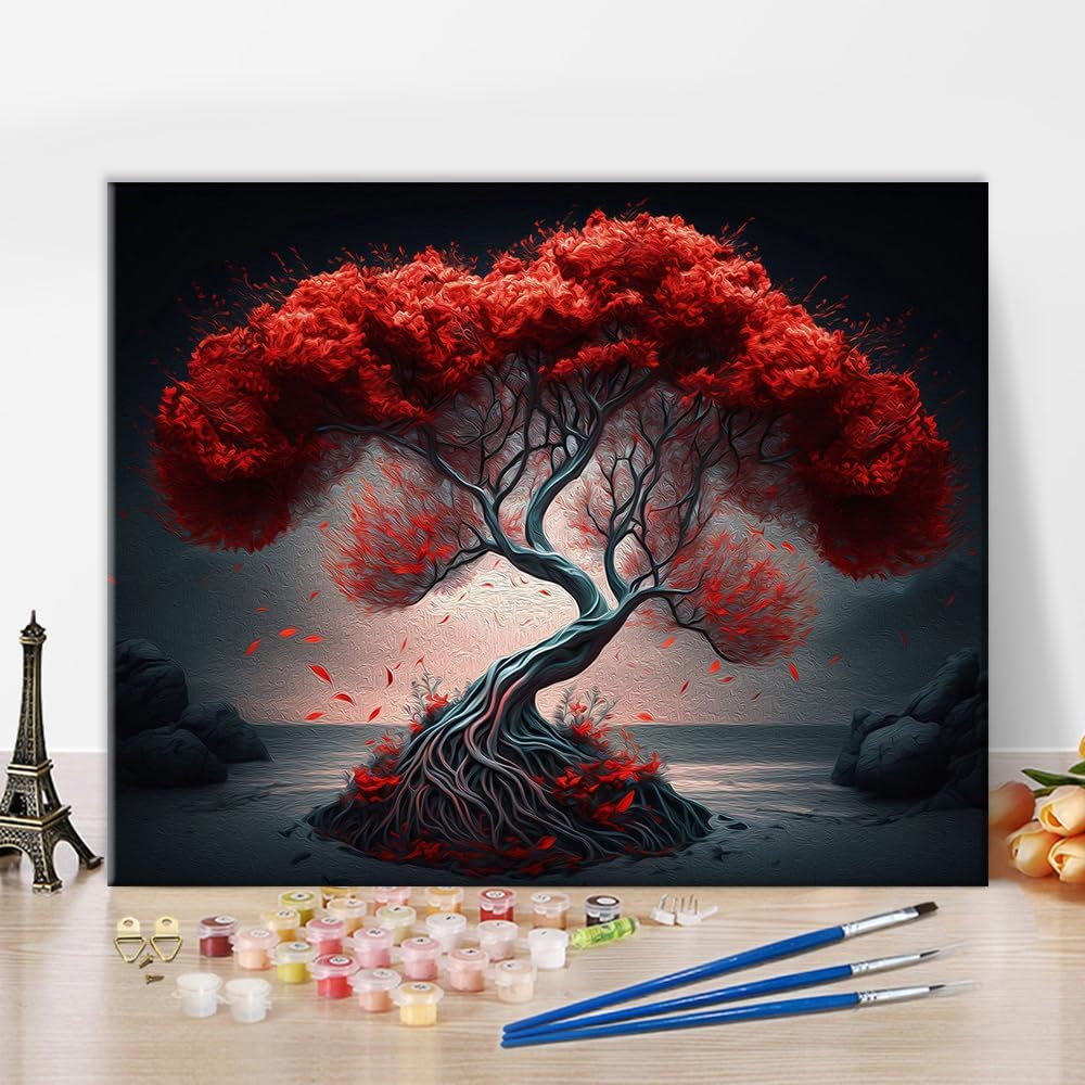 Paint by Numbers for Adults Red Tree Adult Paint by Numbers Large Tree