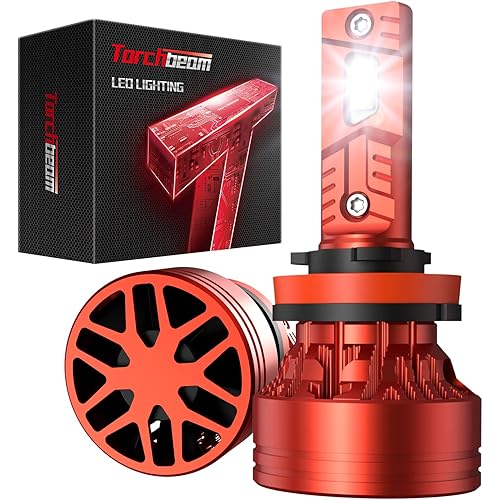Torchbeam H11/H9/H8 LED Bulbs 130W 33000LM, 900% Ultra Brightness,60000Hrs Lifespan,6500K Cool White H11 LED Bulb, Plug and Play Halogen Replacement Kit, Pack of 2