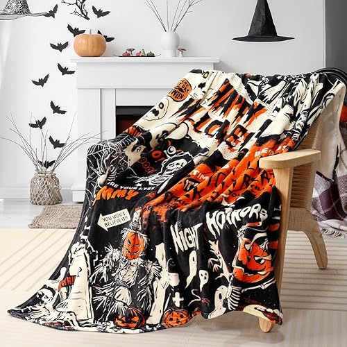 Miniatura 3 de Tupmnbry Manta de otoño de calabaza, decoración de Acción de Gracias, manta de hojas de otoño, manta de franela súper suave para cama, sofá y