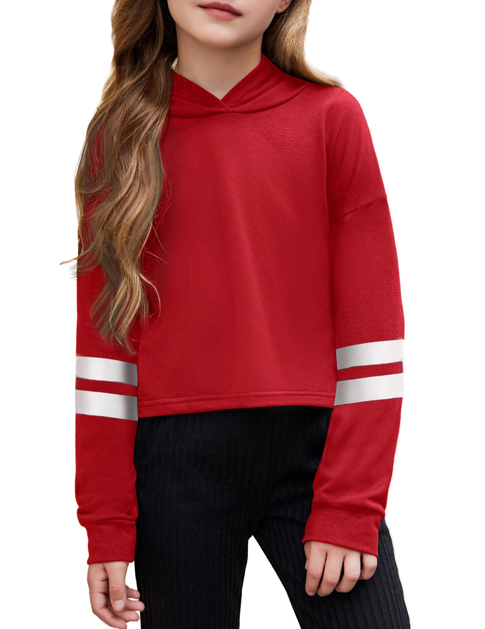 Arshiner Girls Cropped Hoodie Kids Long Sleeve Crop Tops Tie-dye Hoodies Hooded Pullover Sweatshirts 5-16 Years