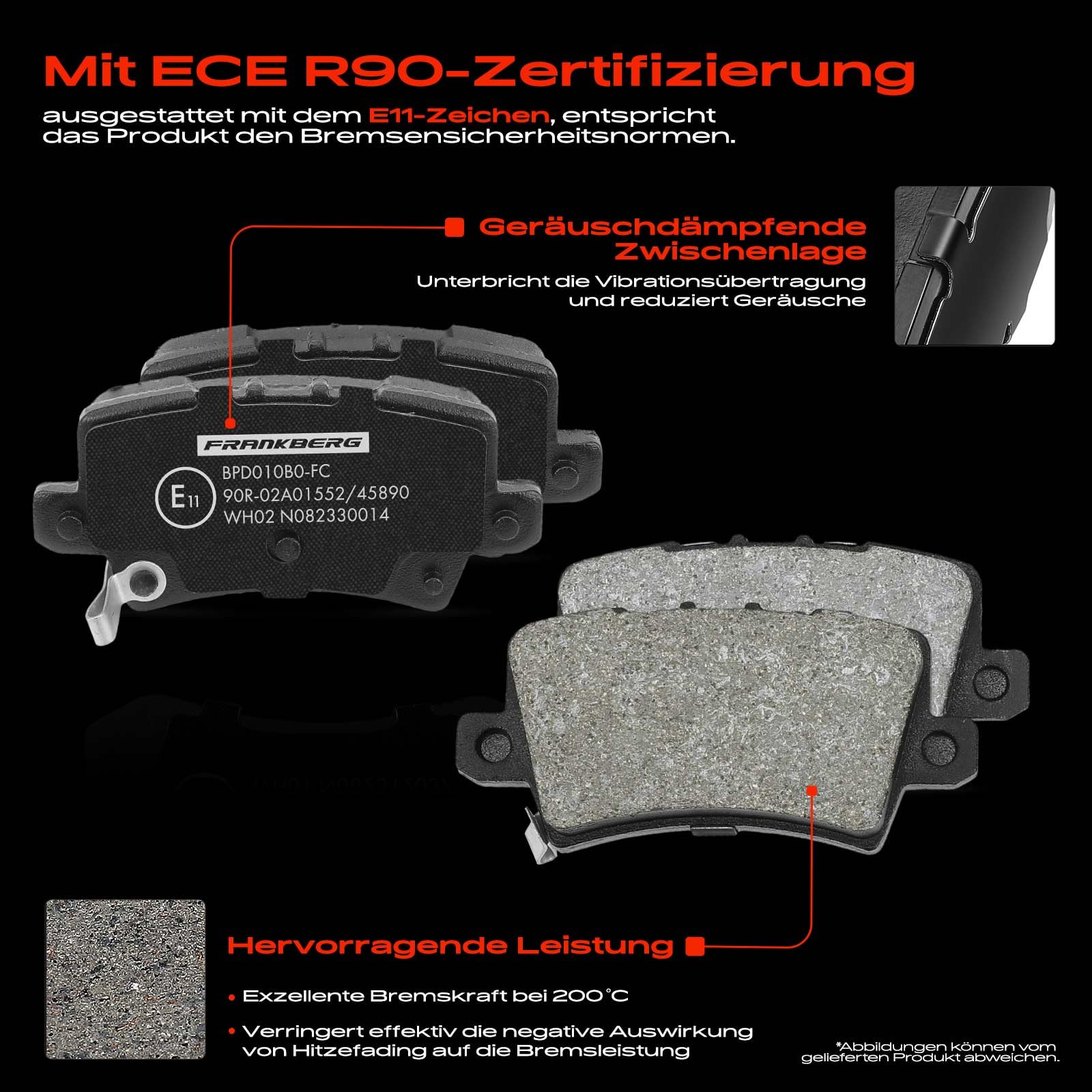 Frankberg Bremsensatz inkl. 2x Bremsscheiben + 4x Bremsbeläge Hinten Kompatibel mit Civic VIII Hatchback FK FN 2005-2012 Replace# 43022SM.G.E00, 43022SM.G.E02