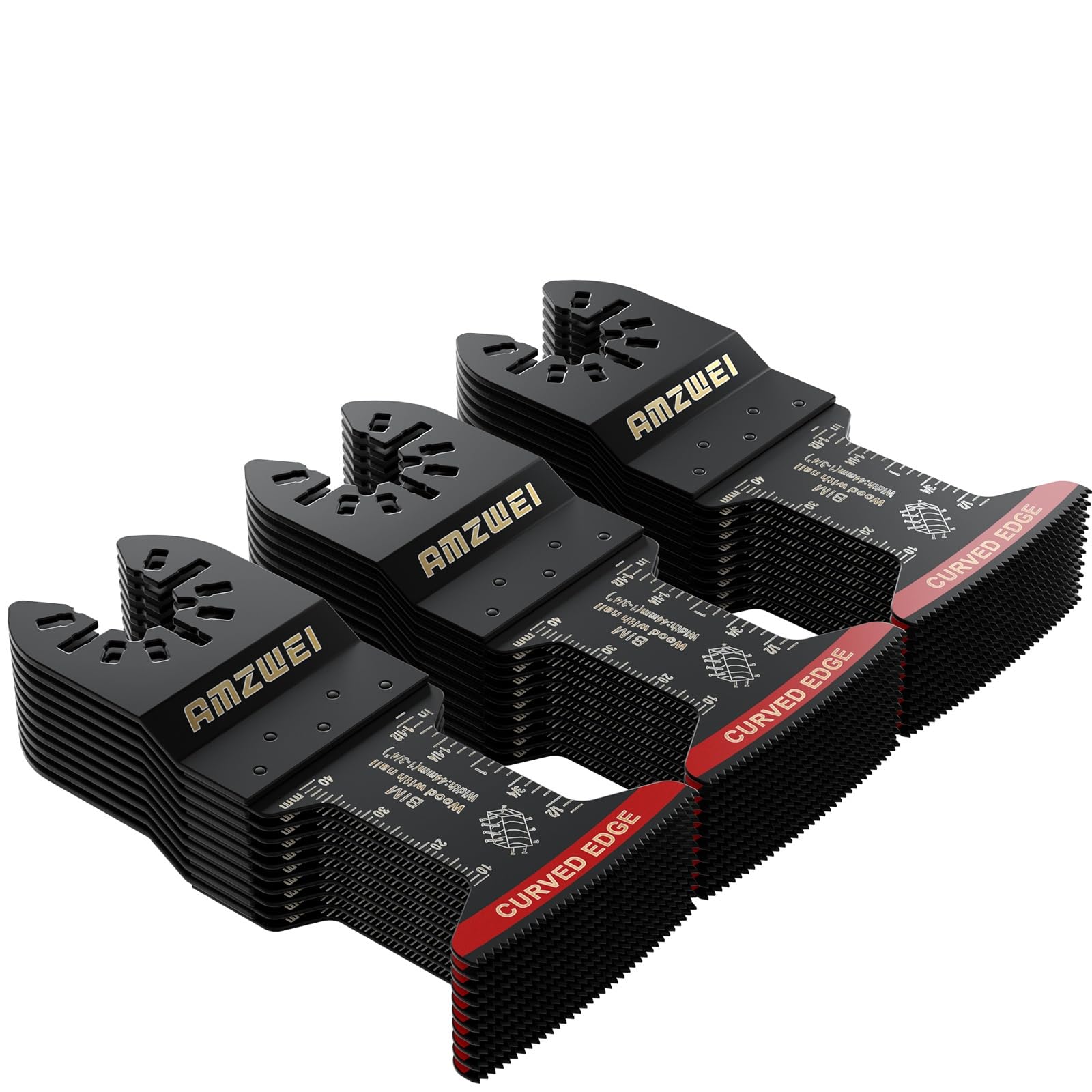 AMZWEI 30 Pcs Bi-Metal Oscillating Tool Blades Metal Cutting, 1-3/4" Curved Edge Multitool Blades for Soft Metal, Hard Wood, Plastic, Oscillating Saw