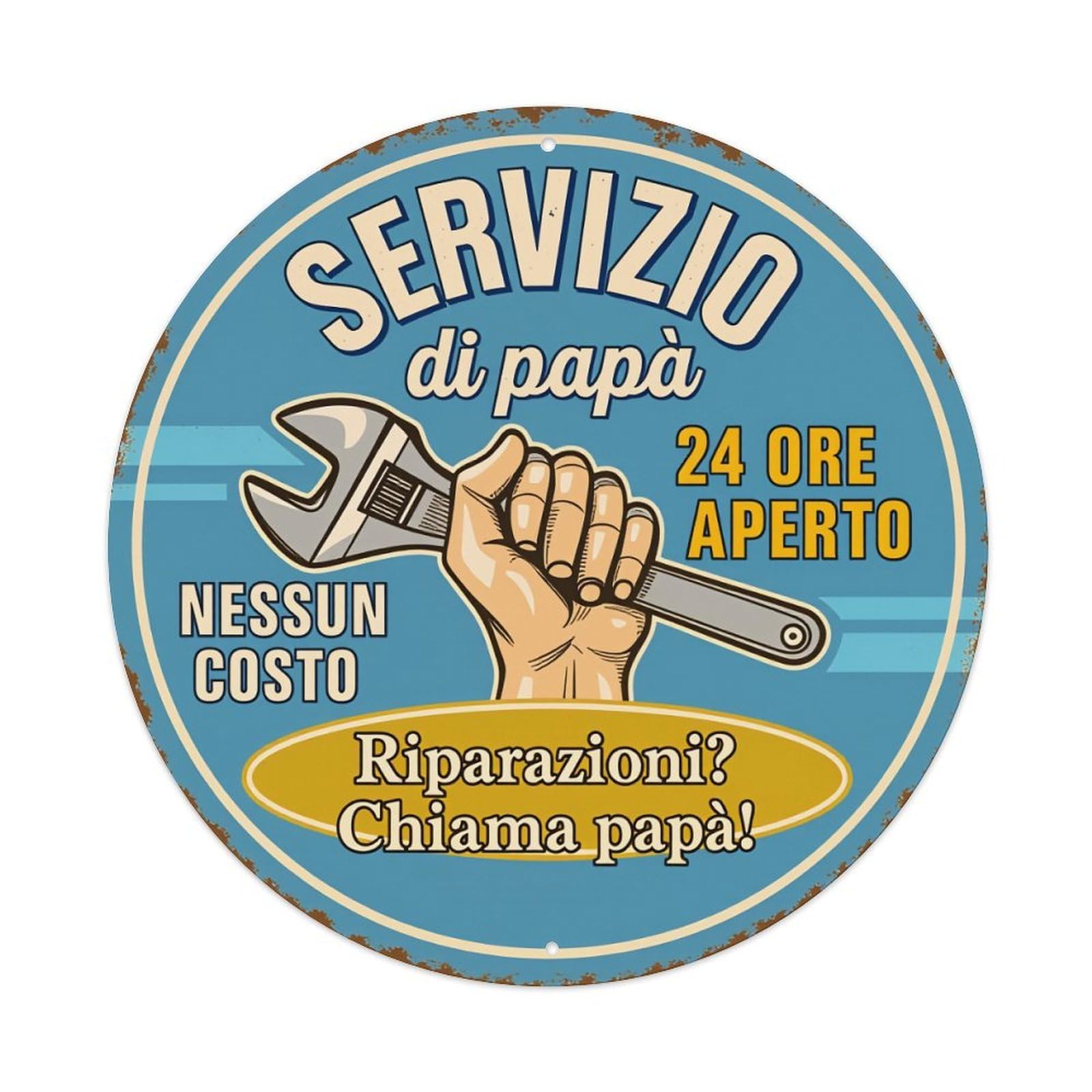 24 Hours Open Papa Service Metal Tin Sign Plaque