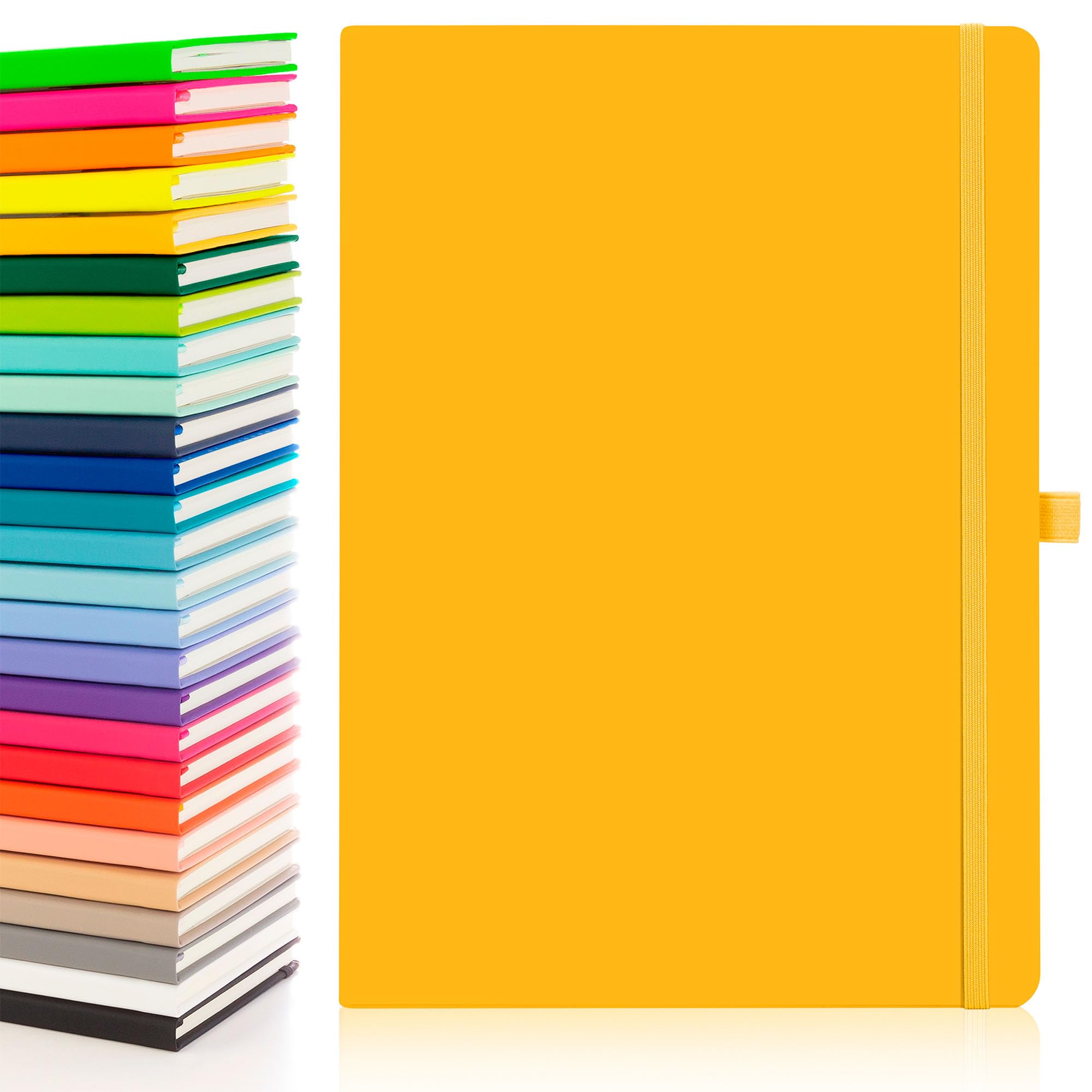 Notes London Eco A4 Notebook with Lined Pages, Pen Loop, Ribbon, Date Marks and Paper Pocket, Pocket Hardback Journal, Note