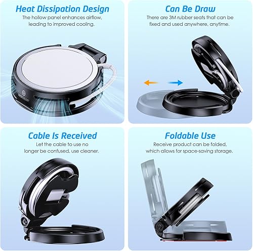 Miniatura 5 de WixGear Soporte para cargador MagSafe iPhone 121314 - Soporte de cable integrado, soporte para teléfono, con soporte de base de pared 3M