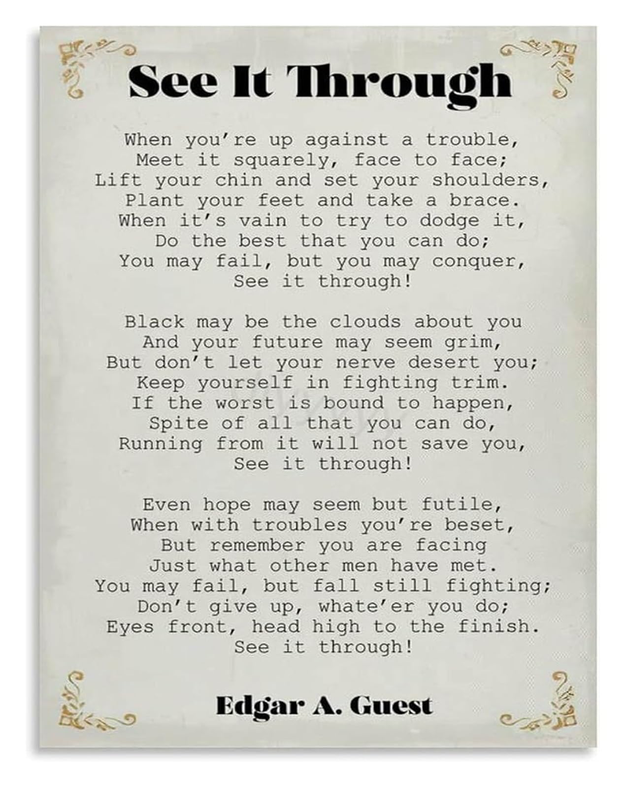 NWPNLXEA See It Through Poem Inspirational Quote Poster Canvas Wall-Art for Living Room Bedroom Entryway