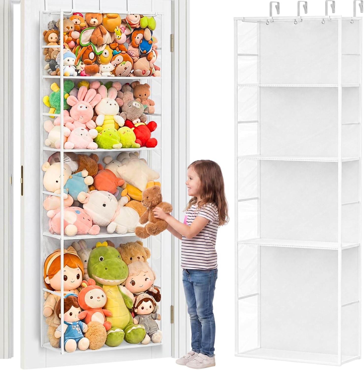 Ofiray-home Over the Door Stuffed Animal Storage with Clear Dust Cover
