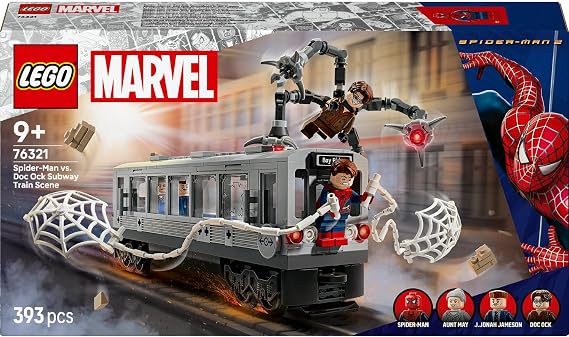 LEGO ɐ Marvel Spider-Man with Doctor Oktopus Subway Scene 76321 – Collectible Building Set for Kids 9 and Over Who Love Superhero Action, Gift Idea for Fun Games (204P)