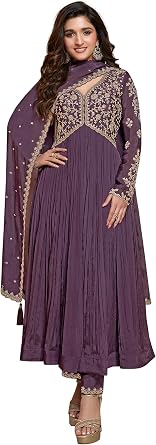 TRENDMALLS Womens Silk Blend Embroidery Alia Cut Kurta Pant Set with Dupatta
