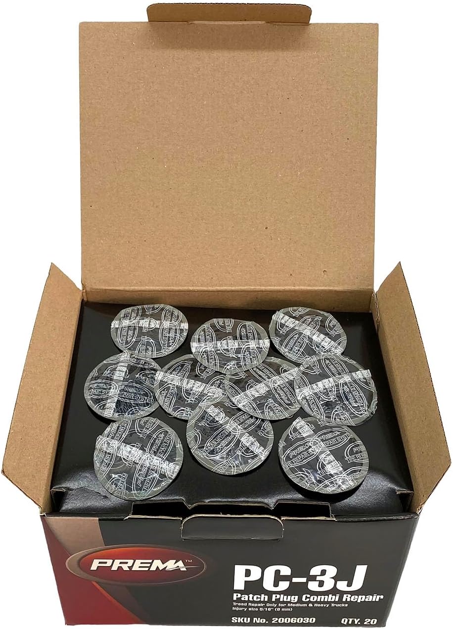 PREMA PC-3J Combi 5/16 inch Tire Repair Units w/Wire Lead- Tire Patch, Plug Combination Unit for Permanent Flat Tire Repair. Box of 20 Units. Use in Automotive, Truck, Agricultural Farm Tire Repair