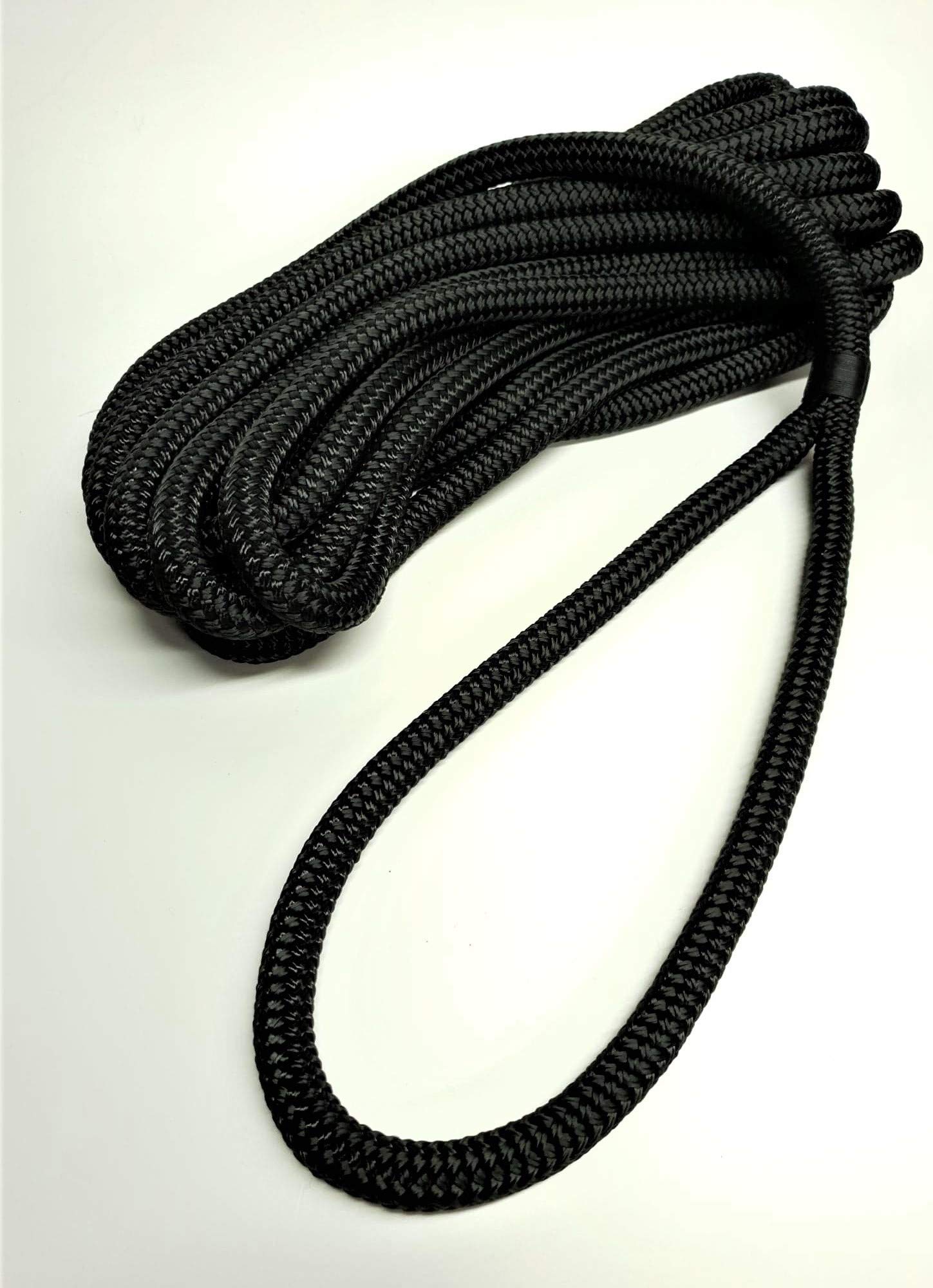 ROTA MARINE Double Braid 14mm Dockline Polyester Braid on Braid Mooring rope Dock Lines READY TO USE (Black, 10mt)