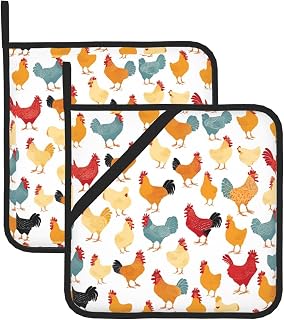A Brood of Chickens Potholders 2 pcs Heat-Resistant Hot Pads Mat with Hanging Loop for Countertops Oven Pan Plate Bowl, Pot Holders for Kitchen Cooking Baking Chef