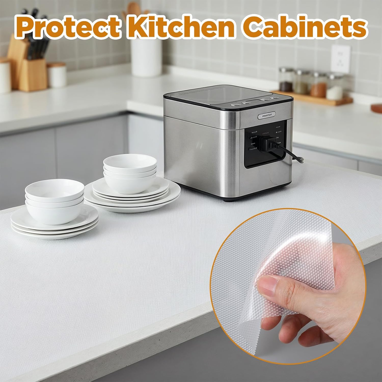 16x197 Inch Clear Shelf Liner for Wire Racks, Kitchen Cabinet Drawer Liners, Non-Adhesive Waterproof EVA Mat, 1mm Thick Diamond Dot Anti-Slip Shelf Liner for Wired Shelves, 1 Pack