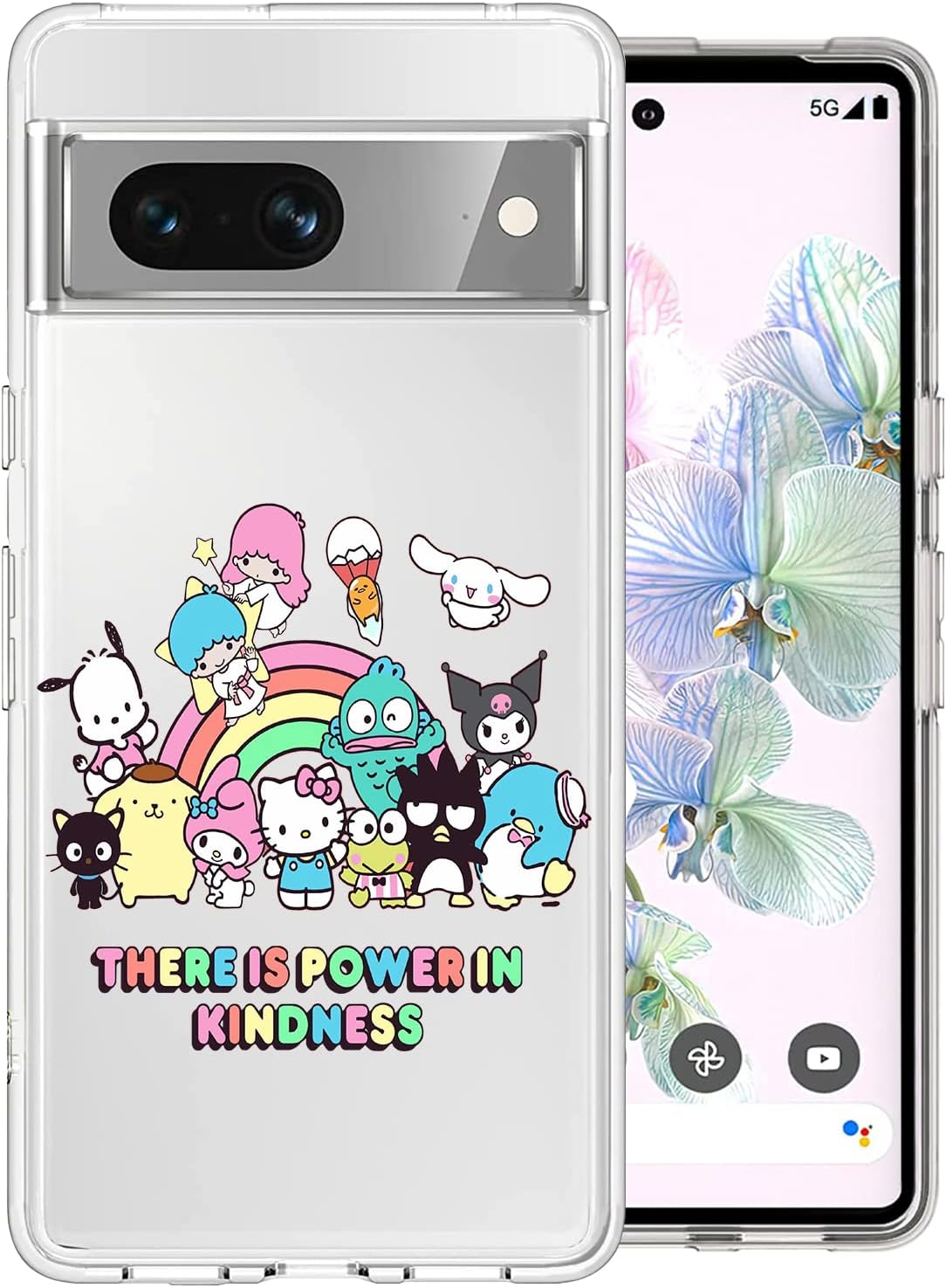 Kawaii Case Compatible with Google Pixel 7,Hello Cat Big Ear Dog Rabbit Friends Print for Girl Women Kids Transparent TPU Bumper Clear Phone Case Cover Designed for Google Pixel 7