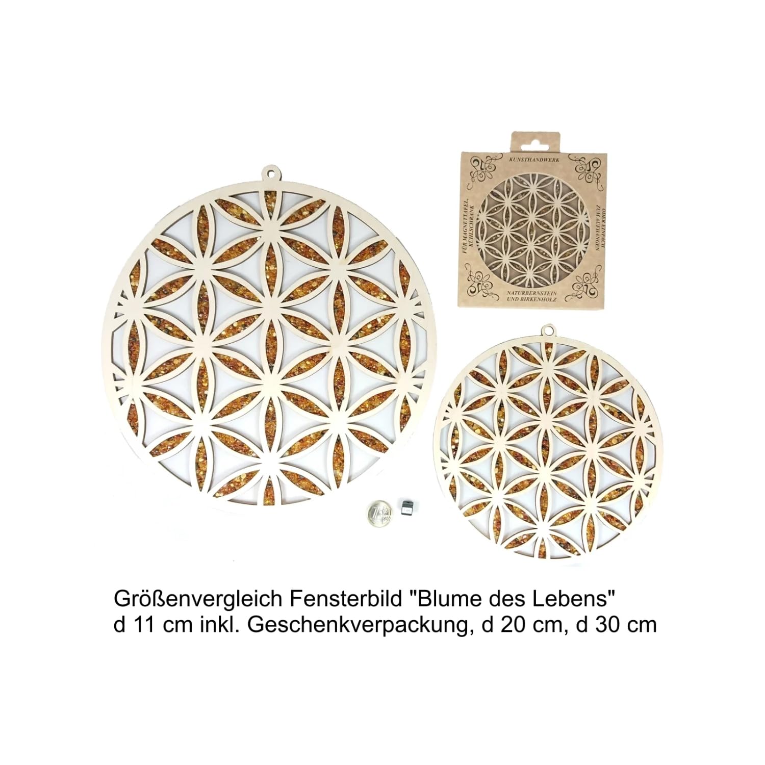 Window Decoration Sun Catcher Large Amber in Birch Wood Tree of Life Diameter 20 cm with Suction Cup Hook 35 mm - Image 3