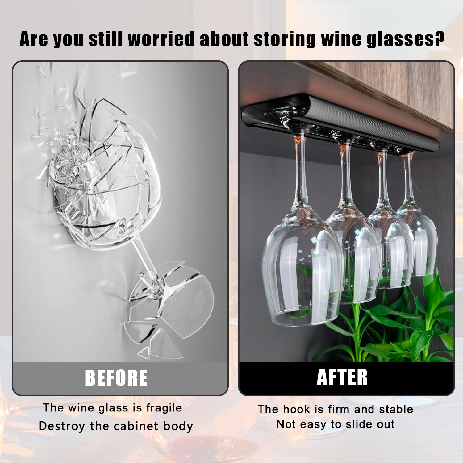 Weinglashalter,1 Stück Weinglashalter Hängend,Gläserhalter,Verdickte Aluminiumlegierung Weinglas Halterung,Weingläser Aufhängen für Küche, Esszimmer, Bar,Büros,Wine Glass Holder (Schwarz)