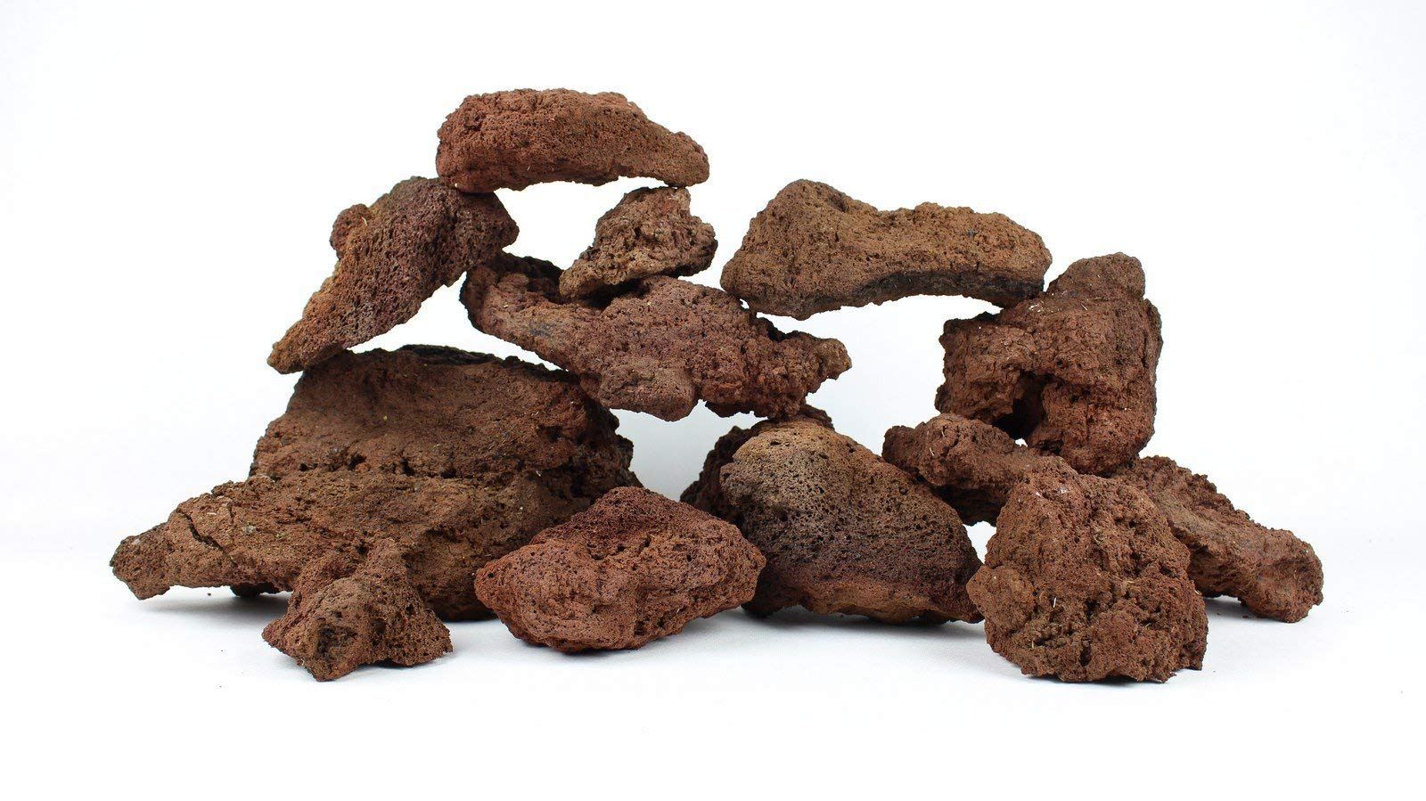 TM Aquatix Fish Tank Stones Rocks for Aquarium - Natural Decoration - Improves Water Parameters - Perfect for Caves Shelters (25kg, Red Lava)