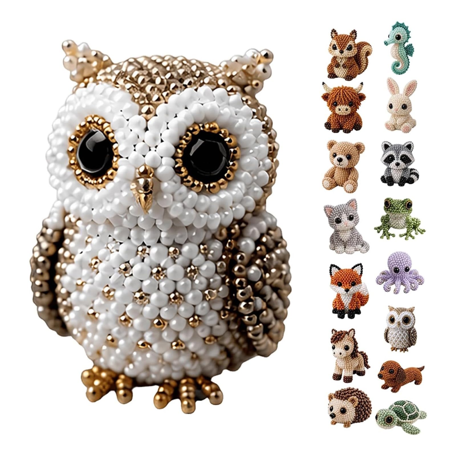 DIY Animal Beading Kit, Tiny 3D Beaded Animal DIY Set, with Colorful Beads and Instructions, Bead Embroidery Kits, Creative Arts & Crafts Gift for Adults & Beginners (#I)