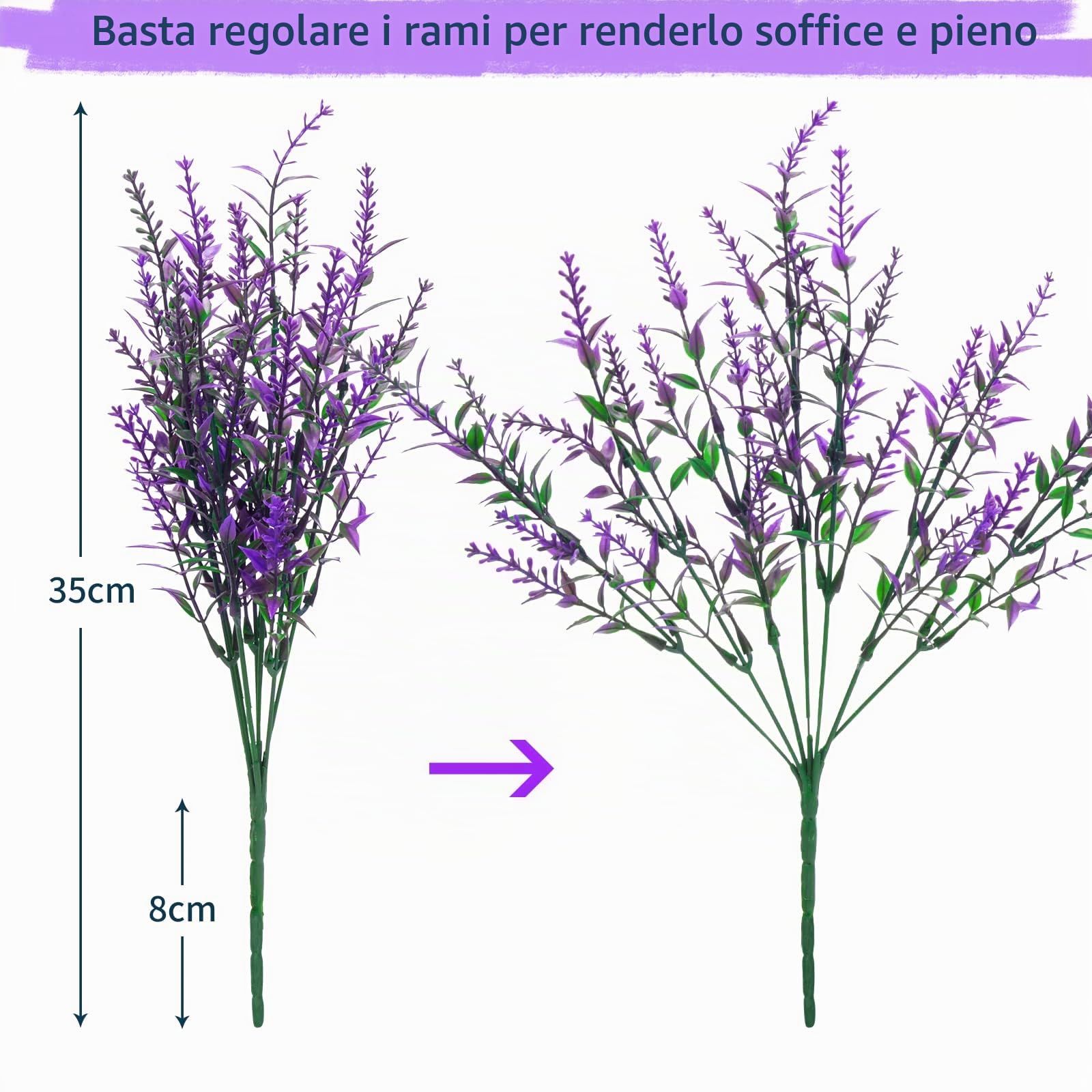Fiori Artificiali, 12 Mazzi di Fiori di Lavanda Artificiali da Esterno, Piante da Balcone da Giardino Interno Impermeabile UV Protetto Fiori di Plastica, Viola