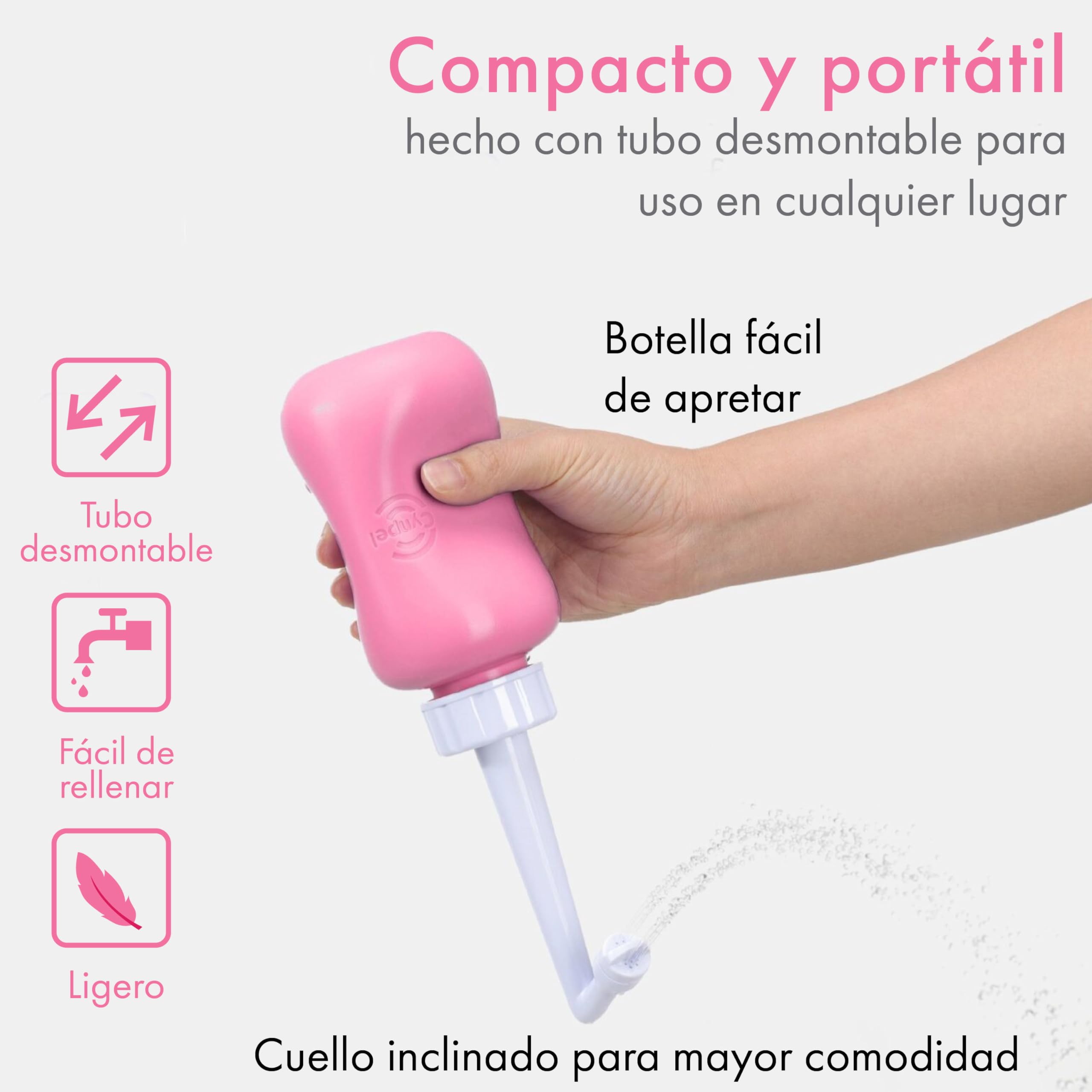 Cynpel Botella Perineal Postparto - Bidet Portatil de 350 ml para Mujeres - Botella Lavado Perineal Postparto para Maternidad - Peri Bottle Rosa — view 4