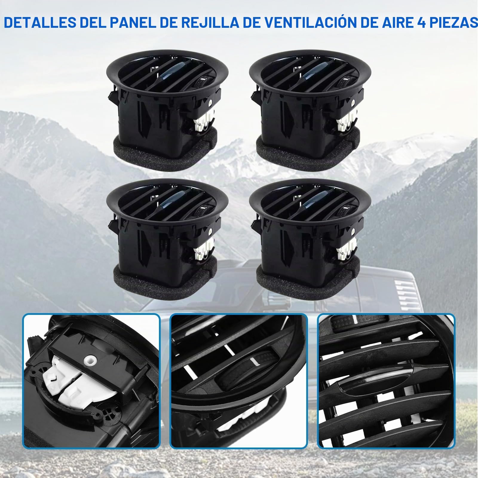 4 Piezas Tapas De Rejilla De Ventilación Boquilla De Aire Boquillas De Ventilación Rejilla Cromada Compatible con Opel Adam Corsa D MK3 Reemplazo para 13417363 2201099 13363314