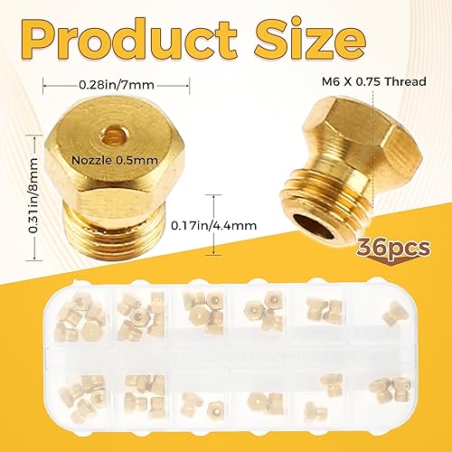 Miniatura 3 de Kit de conversión de orificio de horno de estufa de propano Lp, boquilla de quemador de chorro de latón de gas natural, M6x0.2.953 in, puntas de