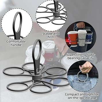 2-Pack Foldable Beverage Carrier with Handle, Portable Drink Holder for 6 Cups Each, Ideal for Festivals, Sports, and Outdoor Events