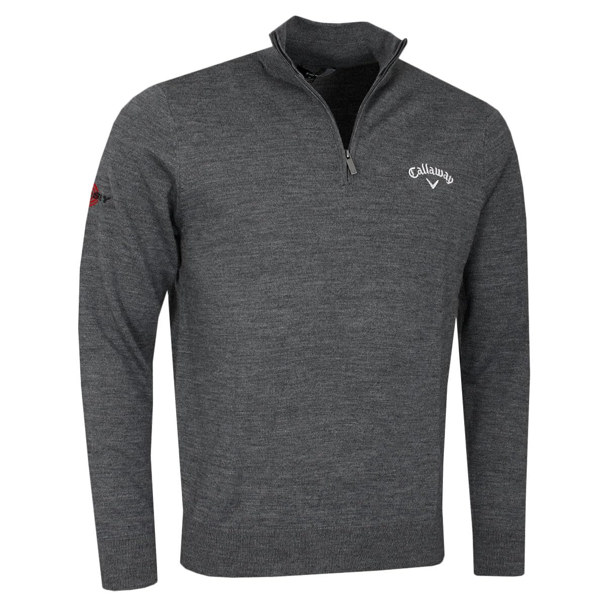 Callaway 1/4 Zip Merino Wool Tour Logo Golf Sweater - Grey