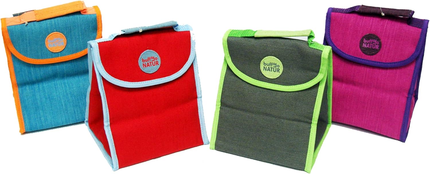 Buffalo Natur Jute Fabric Lunch Bag Insulated Fold Up