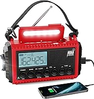Vista 10 de Raynic - Radio meteorológica, radio de emergencia con manivela solar de 5000 mAh/18500 mWh, radio de alerta meteorológica AM/FM/SW/NOAA con batería