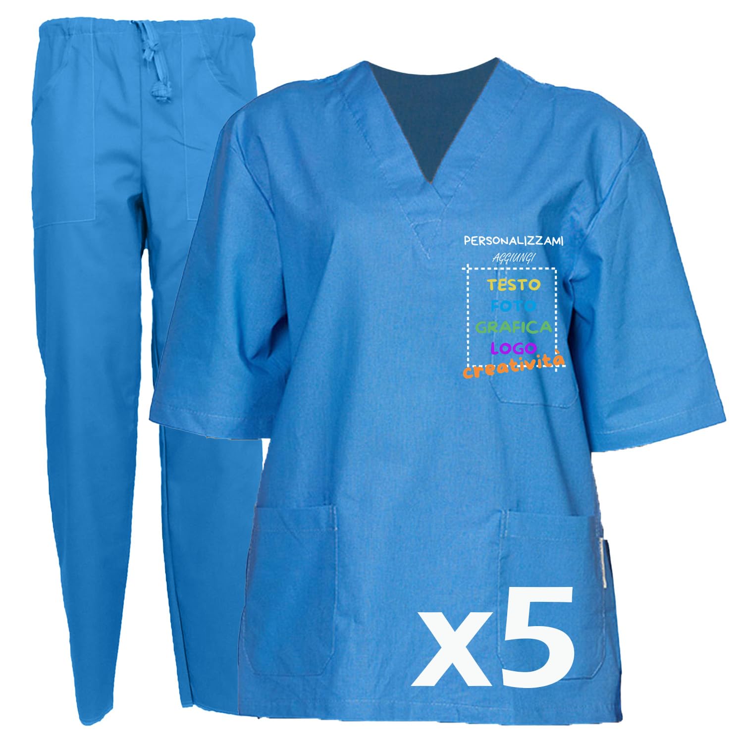 fratelliditalia.org 5 x Divisa ospedaliera casacca e pantalone con personalizzazione inclusa disponibile in 9 colori dalla XS alla XXXL