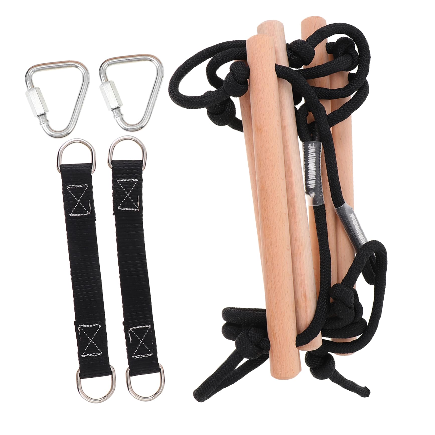 ifundom Outdoor Children's Wooden Ladder Rope Ladder Swing Toy Safe Climbing Plaything for Kids