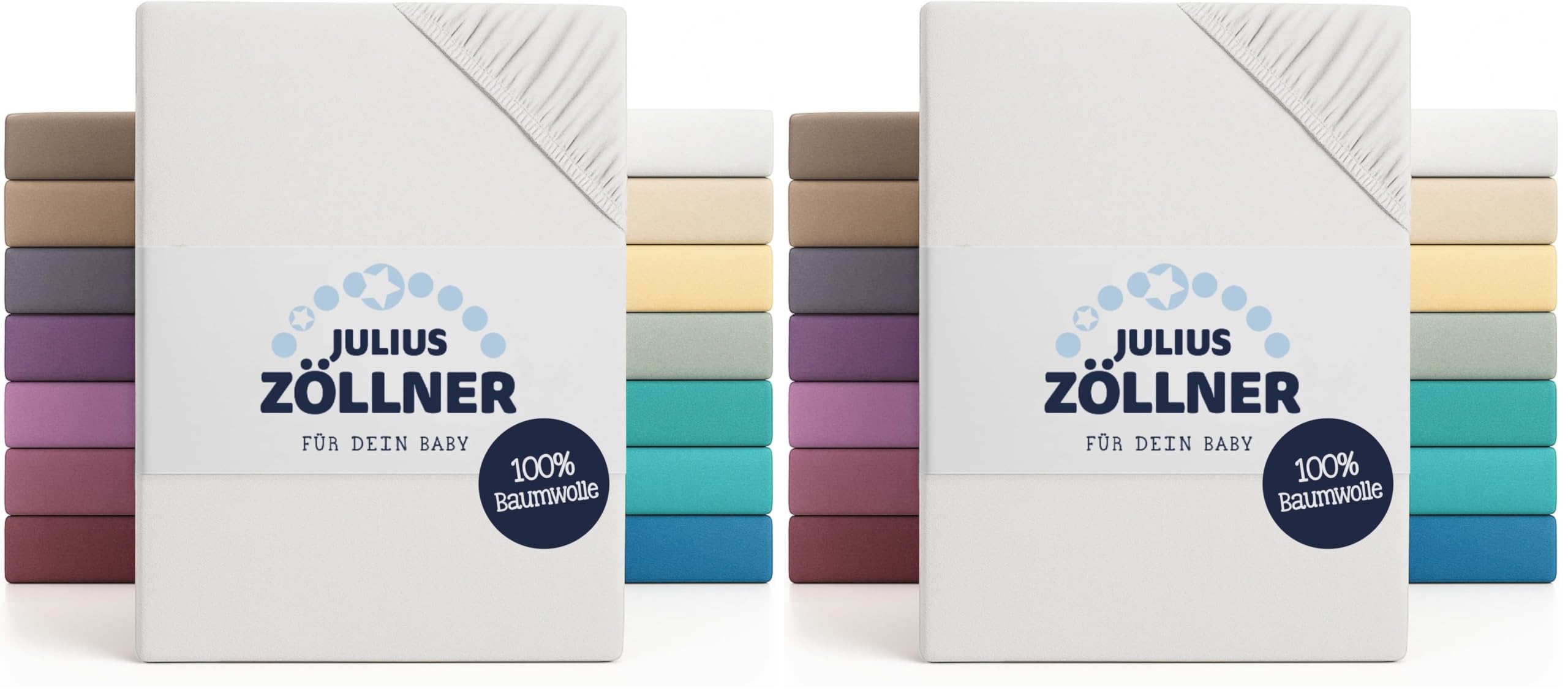 Julius Zöllner 8320113100- Spannbetttuch Jersey für das Kinderbett, Größe: 60x120 / 70x140 cm, Farbe: weiß, 2er Pack