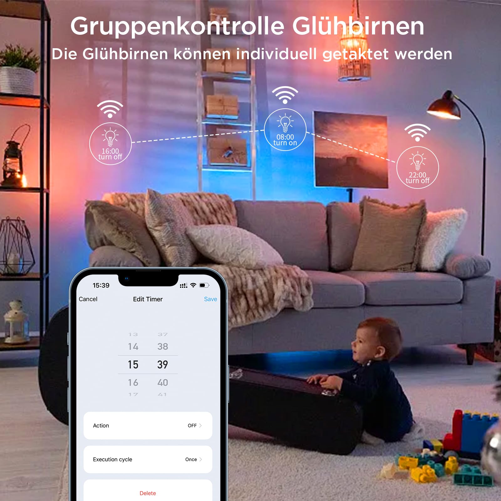 Wi-Fi RGBCW Smart G9 LED Lampen,Kompatibel mit Alexa /Google Home,AC 230V Mehrfarbrige dimmbare,2700K-6500K,Helligkeit einstellbar 1%-100%,4W,400LM,mit Musiksynchronisation LED Glühbirne,2er Pack