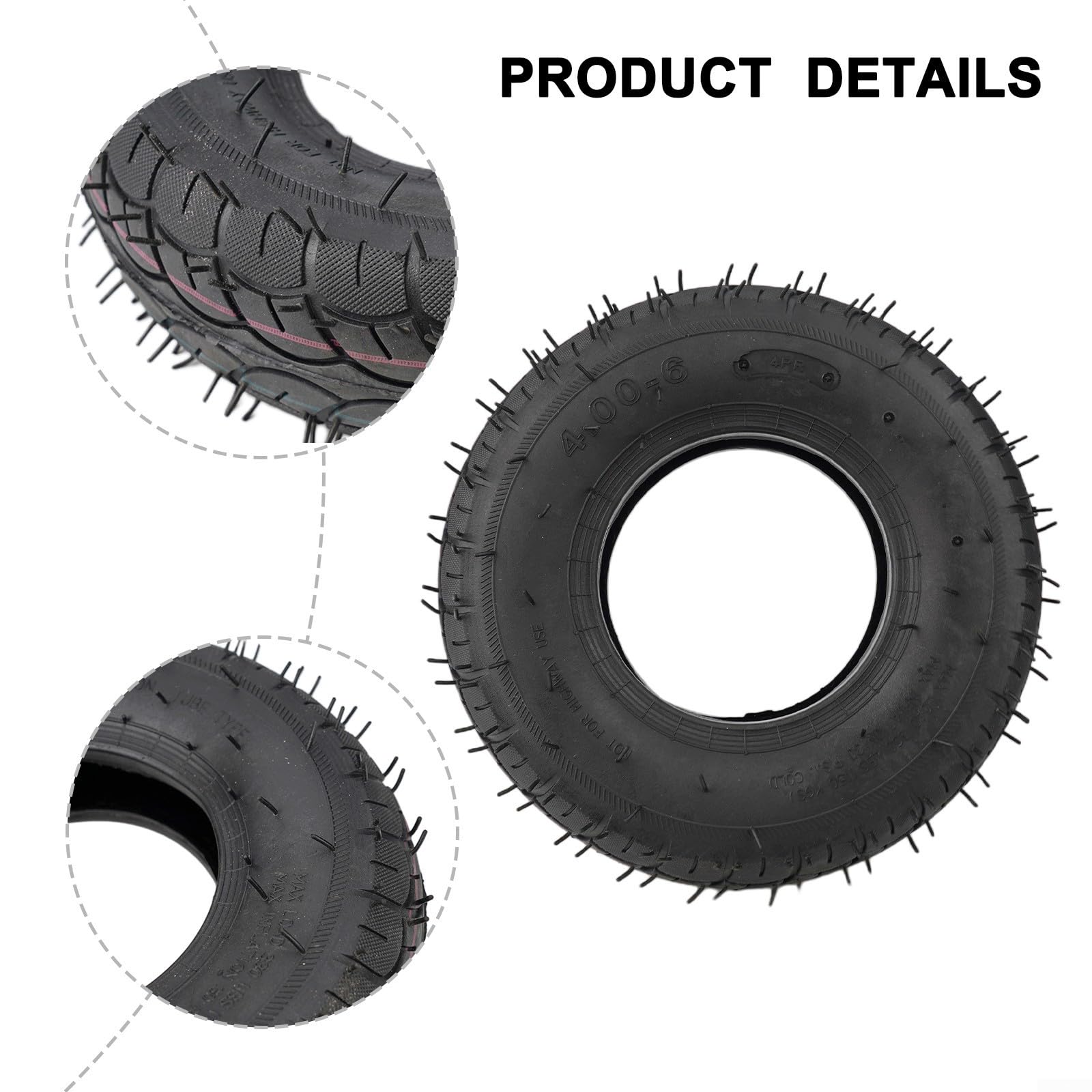 4.10/3.50-6 Juego de neumáticos y tubos para scooter eléctrico y triciclo, neumático exterior de goma resistente con tubo interior resistente a pinchazos, piezas de repuesto de rueda de 6 pulgadas