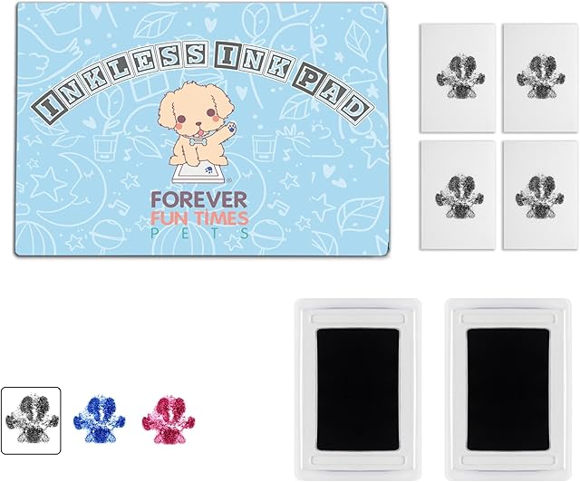 Forever Fun Times No-Touch Pet Paw Print Kit | Get Perfect Dog and Cat Prints Without a Drop of Ink on Your Pet | Fast and Easy Non-Toxic Ink Pad for Pets (2 Pads, Black)