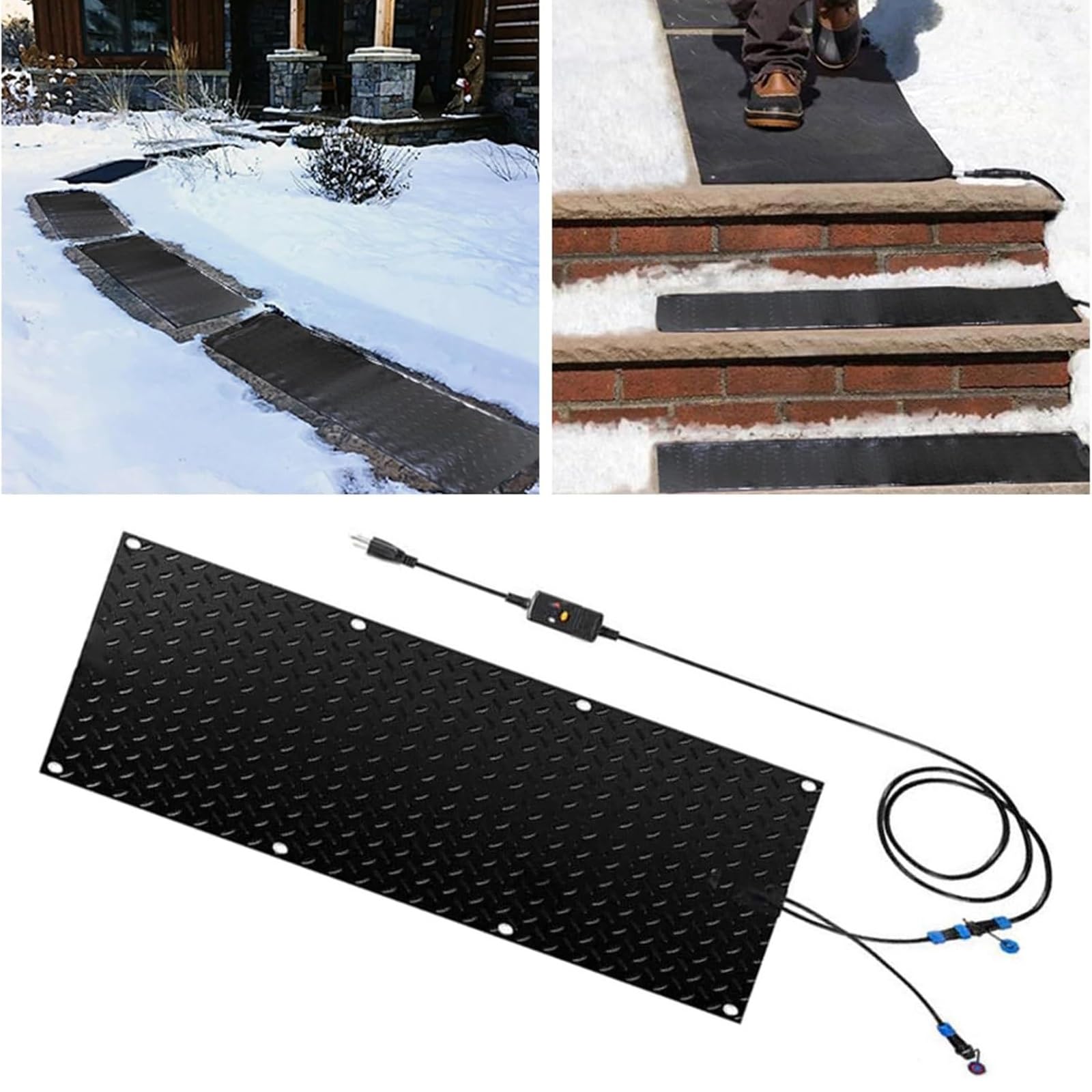 Tapis de fonte de neige pour utilisation en extérieur : tapis antidérapant pour passerelles d'hiver et escaliers pour une élimination rapide de la neige (40 x 80 cm x 1 pièce)