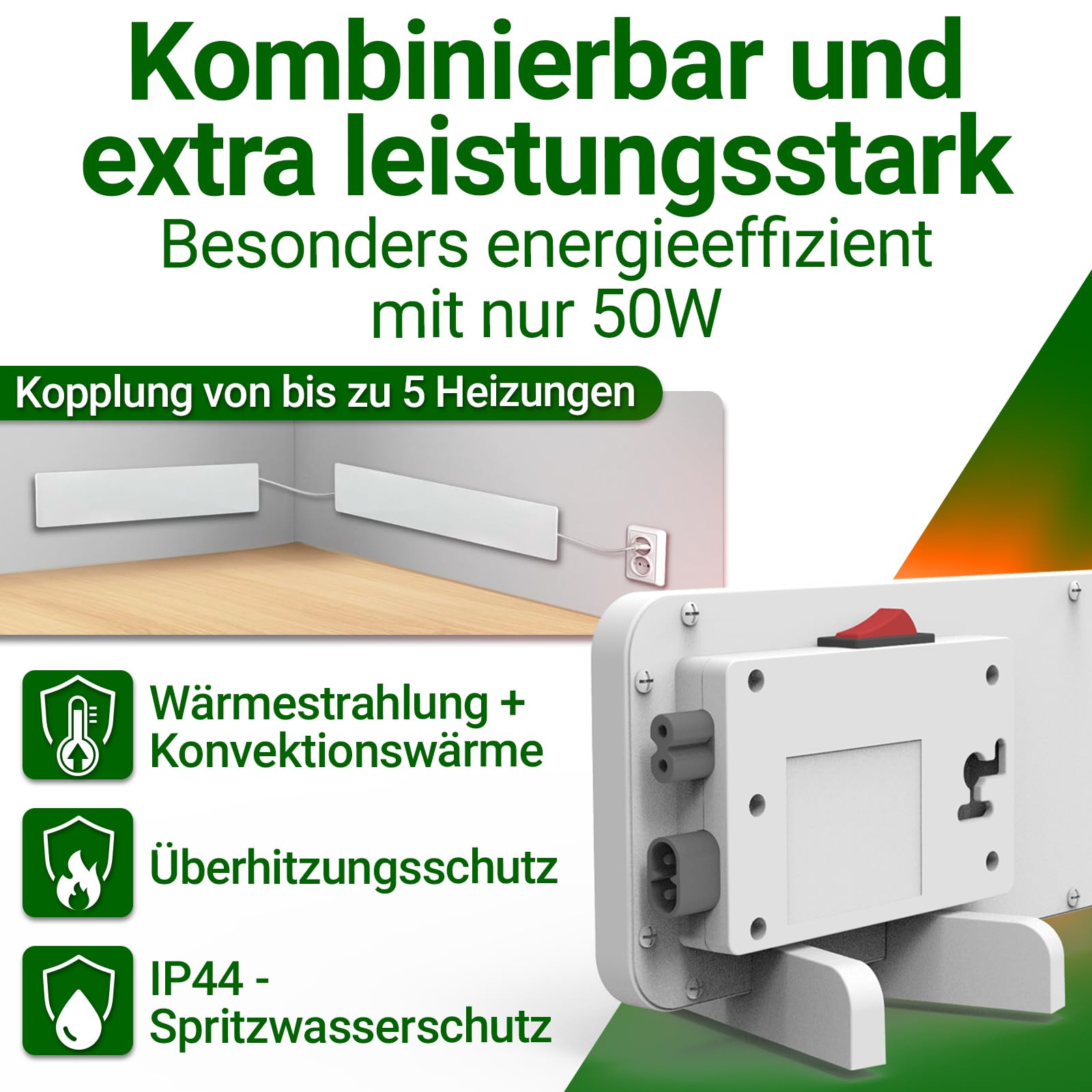 HEIMWERT Anti Schimmel Heizung mit Spezial Infrarot Schutzmembran - Tötet Schimmel besonders energiesparend und chemiefrei in Wand, Tapete, Bad, Keller ab - Anti Mold Dry 50w (Weiß)