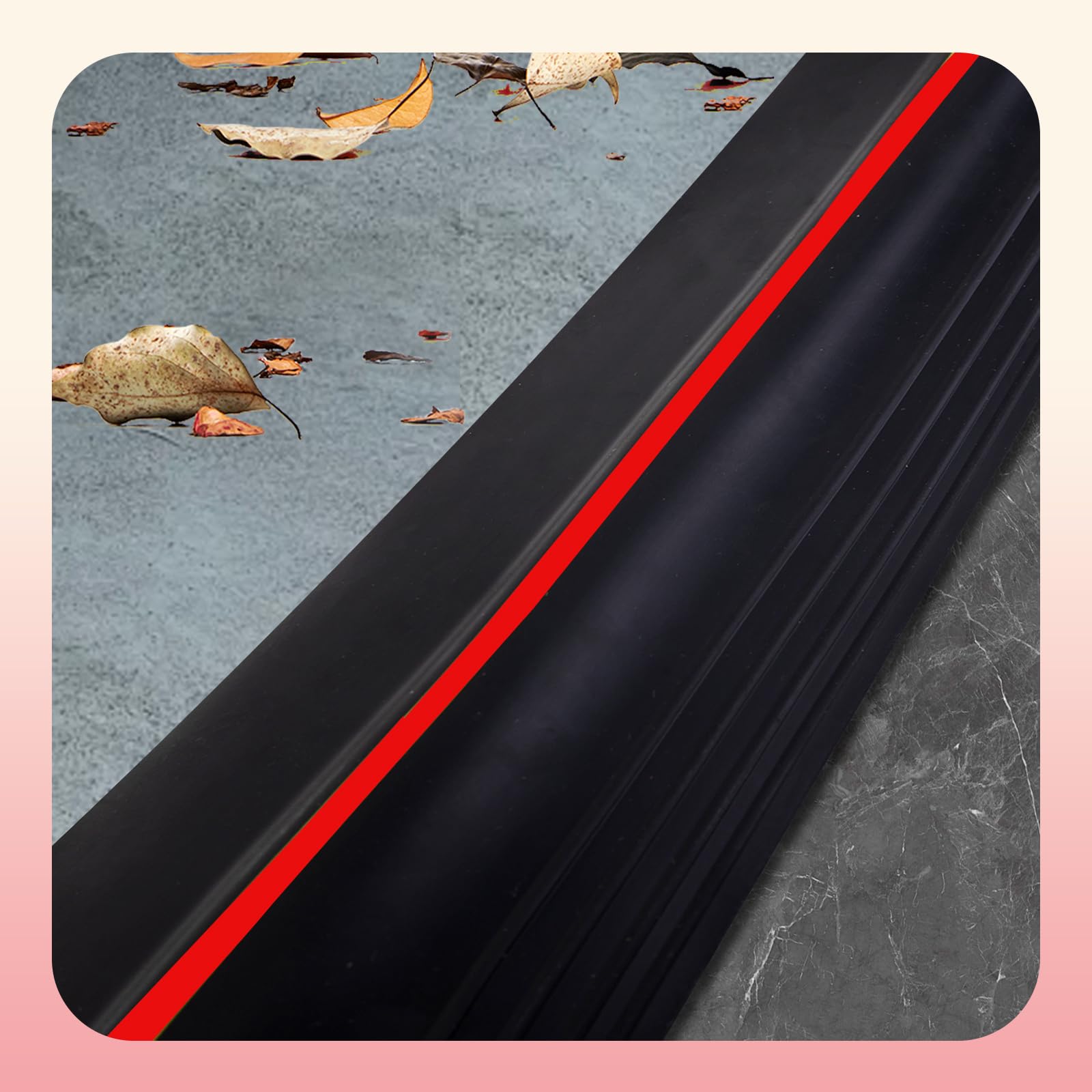 Guarnizione Porta Garage 4.8M, Rosso - Guarnizioni per Porte di Garage, Soglia Porta Antipioggia, Universale