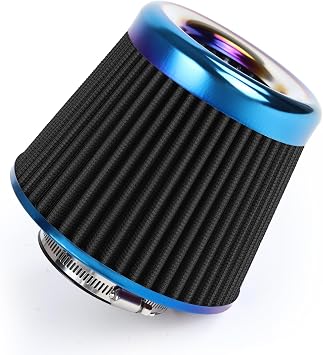Universal Cold Air Intake Filter Clamp-On Replacement Air Filter Flange Diameter 3 inches/76mm High Performance Washable Filter Black