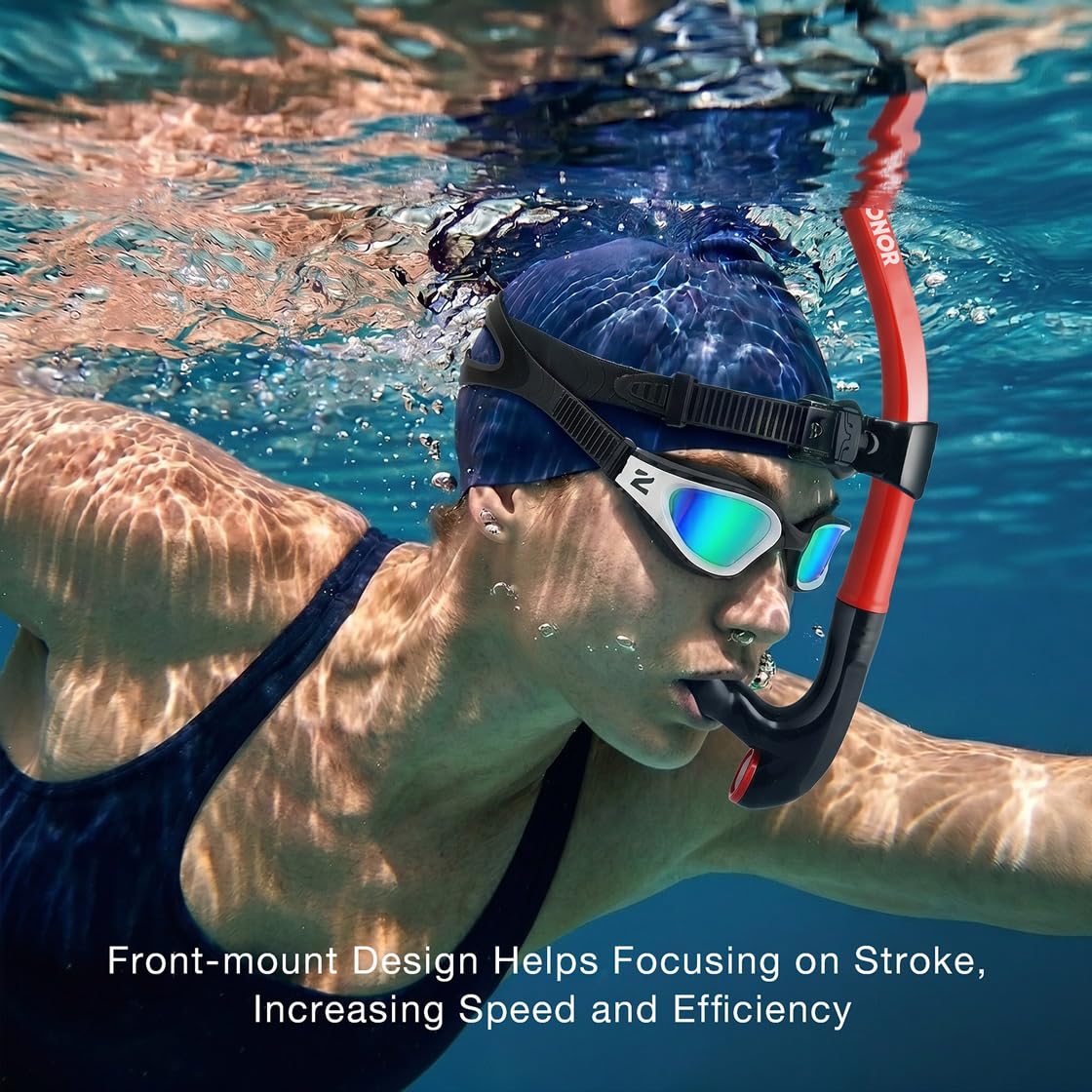 ZIONOR T1 Unisex Snorkeling per Nuoto Nuotatore Formazione Immersioni Snorkeling Comodo boccaglio valvola di spurgo unidirezionale