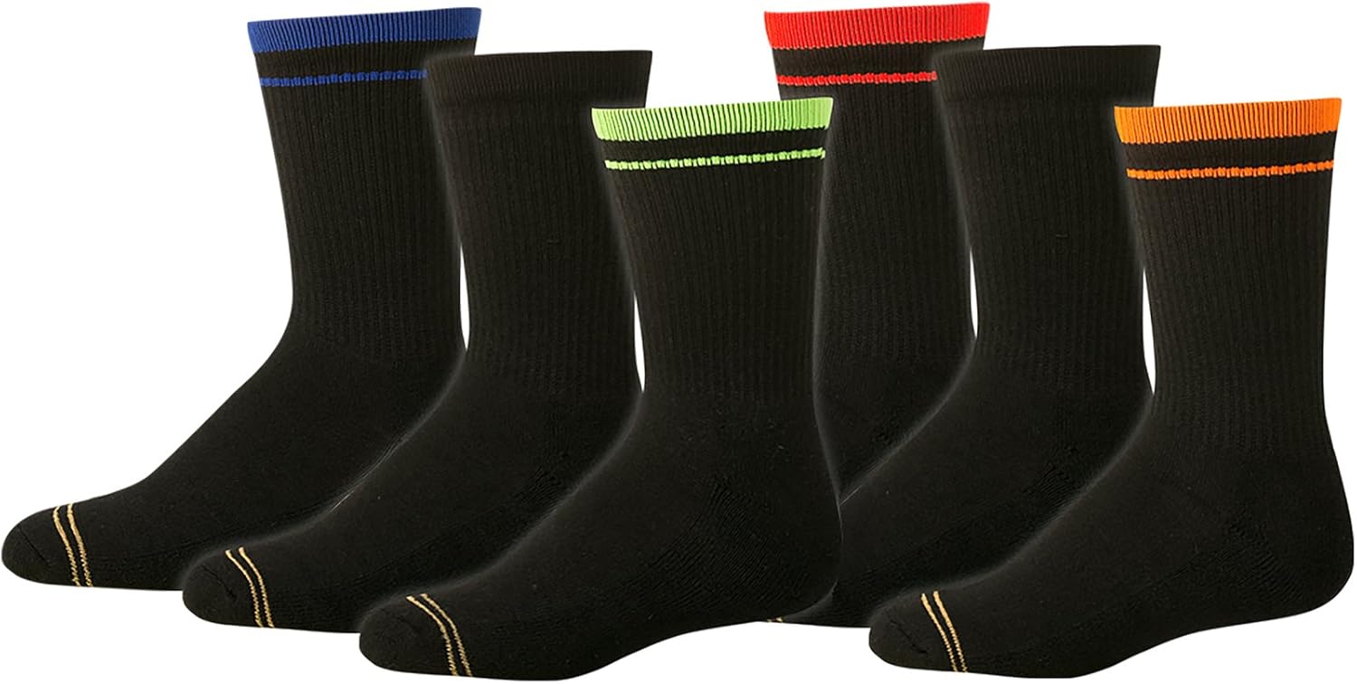 Gold Toe Big Boys' Athletic Crew Sock Six-Pack: Clothing