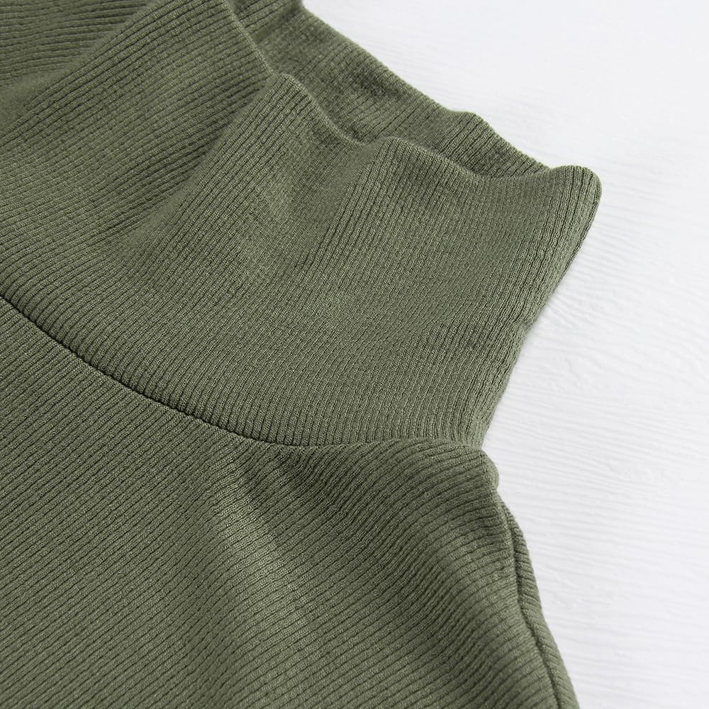 GEMBERA Womens Stretchy Long Sleeve Turtleneck Ribbed Knit Fitted Basic Bodysuit Shirt - Image 2
